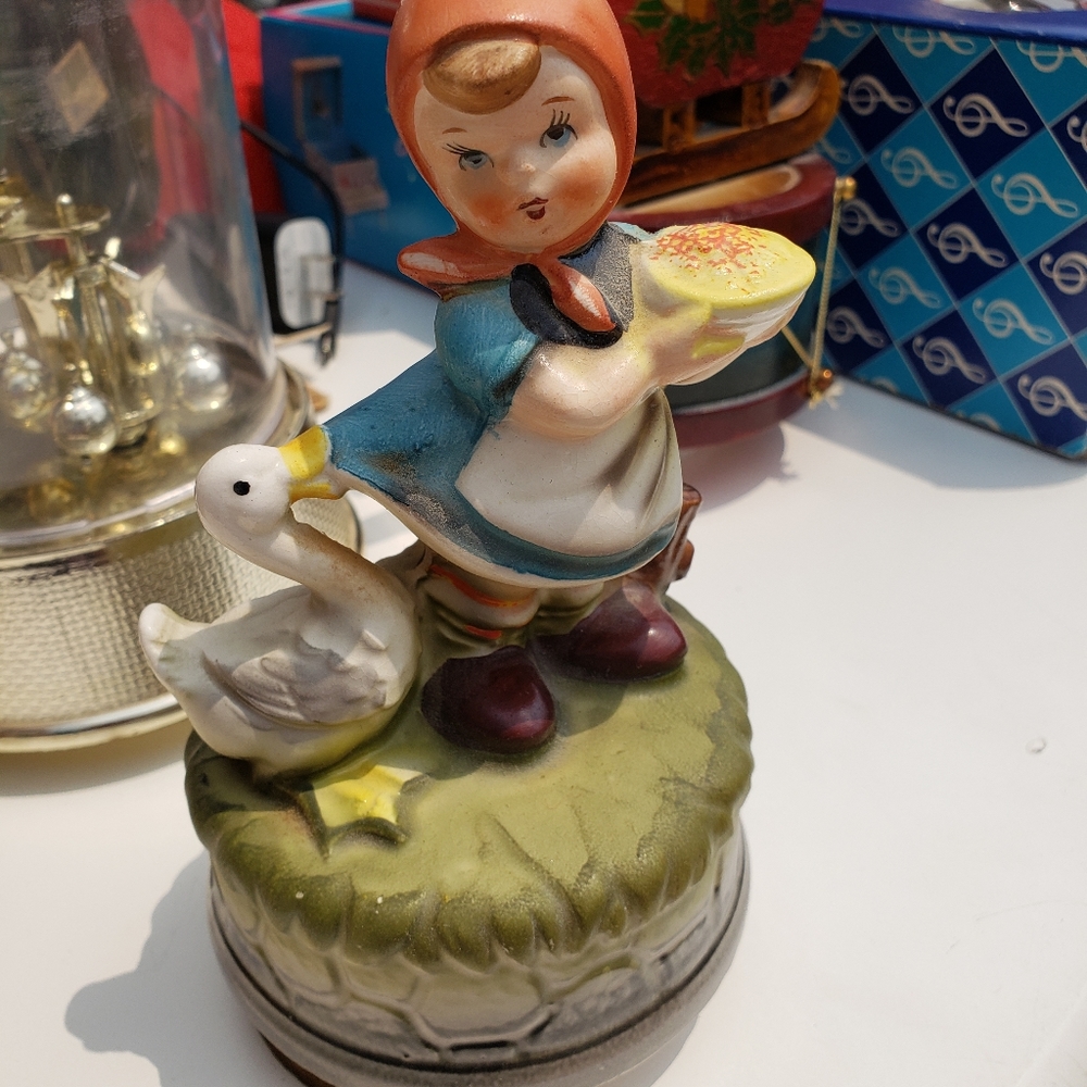 Vintage Musical Girl with Goose